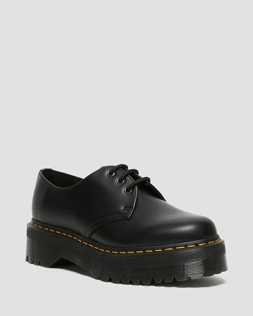 Black Men's Dr Martens 1461 Smooth Leather Platform Shoes | CA 624DFM